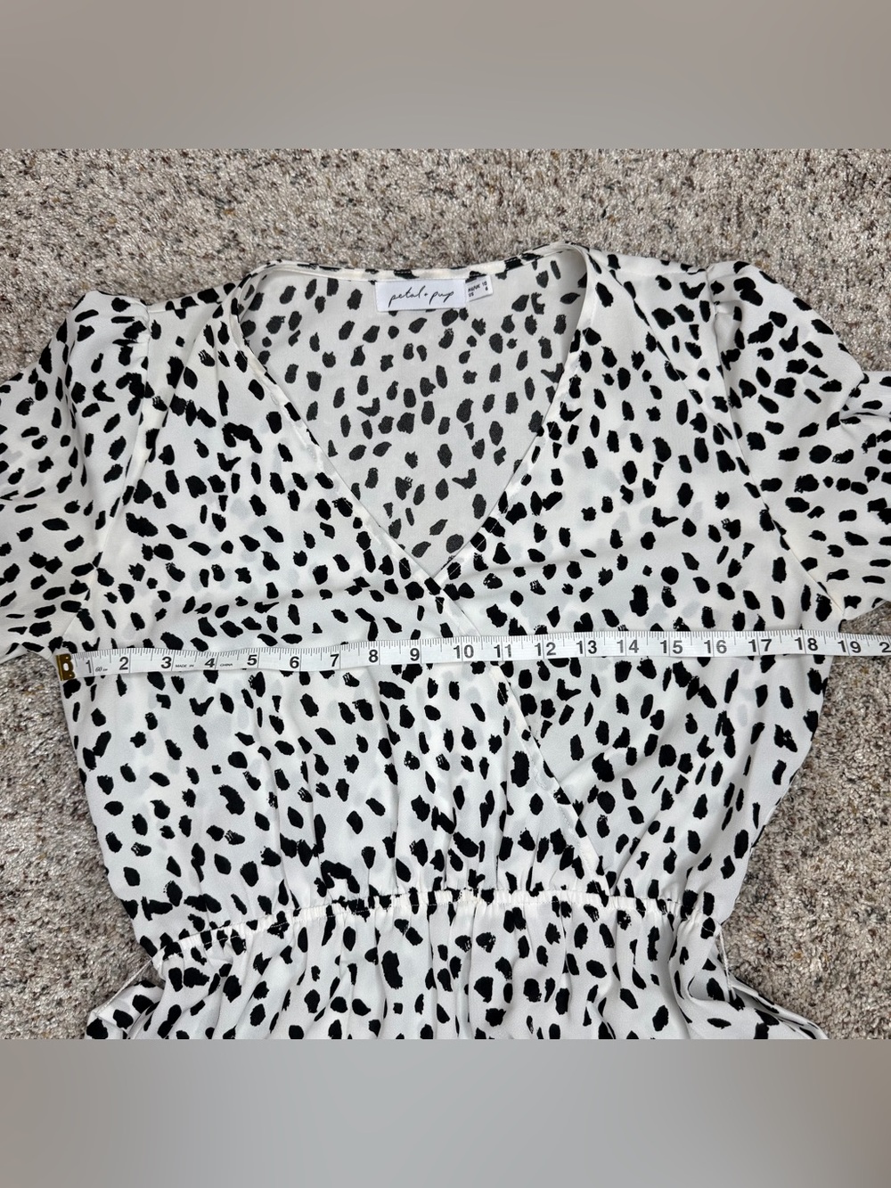 Petal & Pup Hyde Cheetah Tie Waist V-Neck Long Sleeve Maxi Dress 6 White Black - Picture 9 of 11